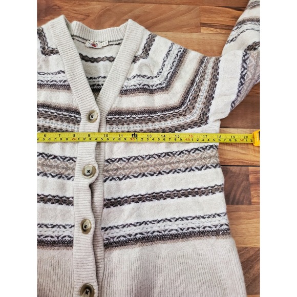 Faherty Cream and Brown Striped Cardigan - Picture 8 of 9